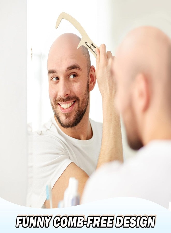 BkeeCten Funny Gifts For Man - 2pcs Dad's Bald Head Brush and Comb Funny Bald Man Grooming Tool Gag Gift Wooden Hairless Combing Head Brush and Comb No Teeth Set Prank Dad's Birthday Novelty Joke - Image 4